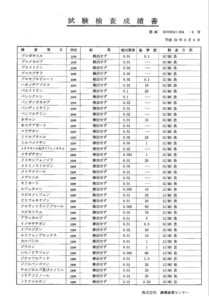 プーアール茶　試験検査成績書6