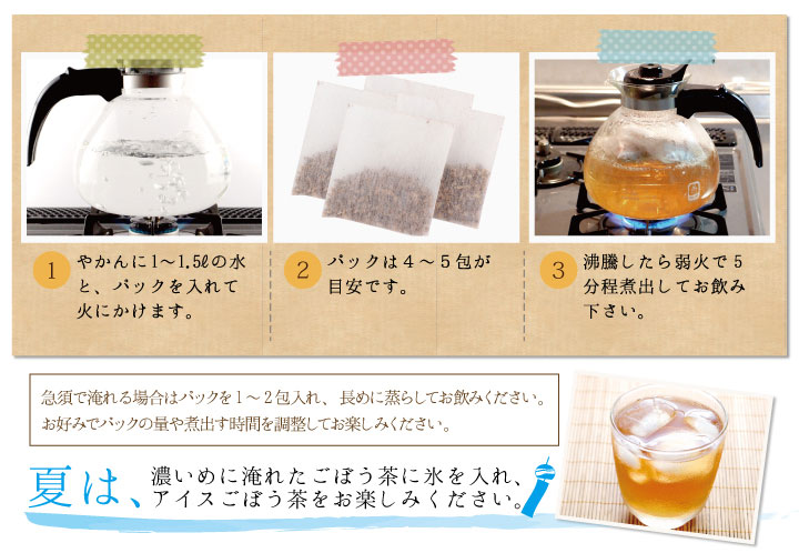 北海道産ごぼう茶ティーパックの飲み方